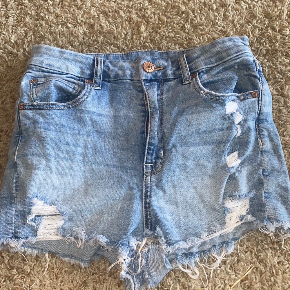 american eagle light jean shorts
